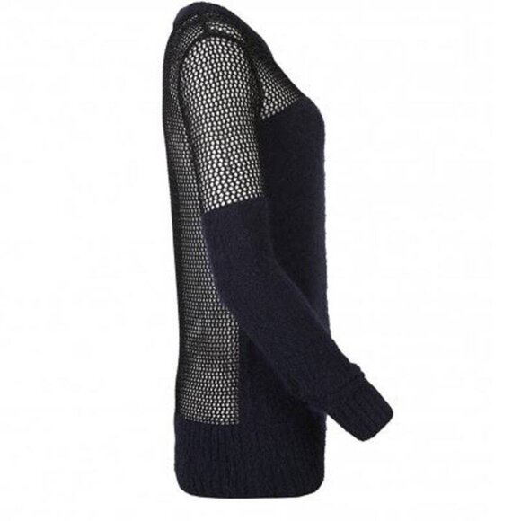 AllSaints Minako Angora Mesh Sweater Navy Blue Size 4 Small - Picture 3 of 15